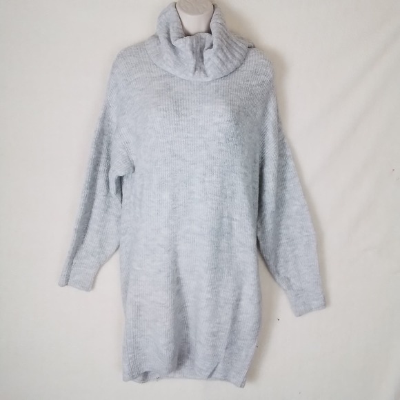 EXPRESS Acrylic Mini Turtleneck Sweater Dress‎ Size XSmall in Grey Heather - Picture 2 of 16